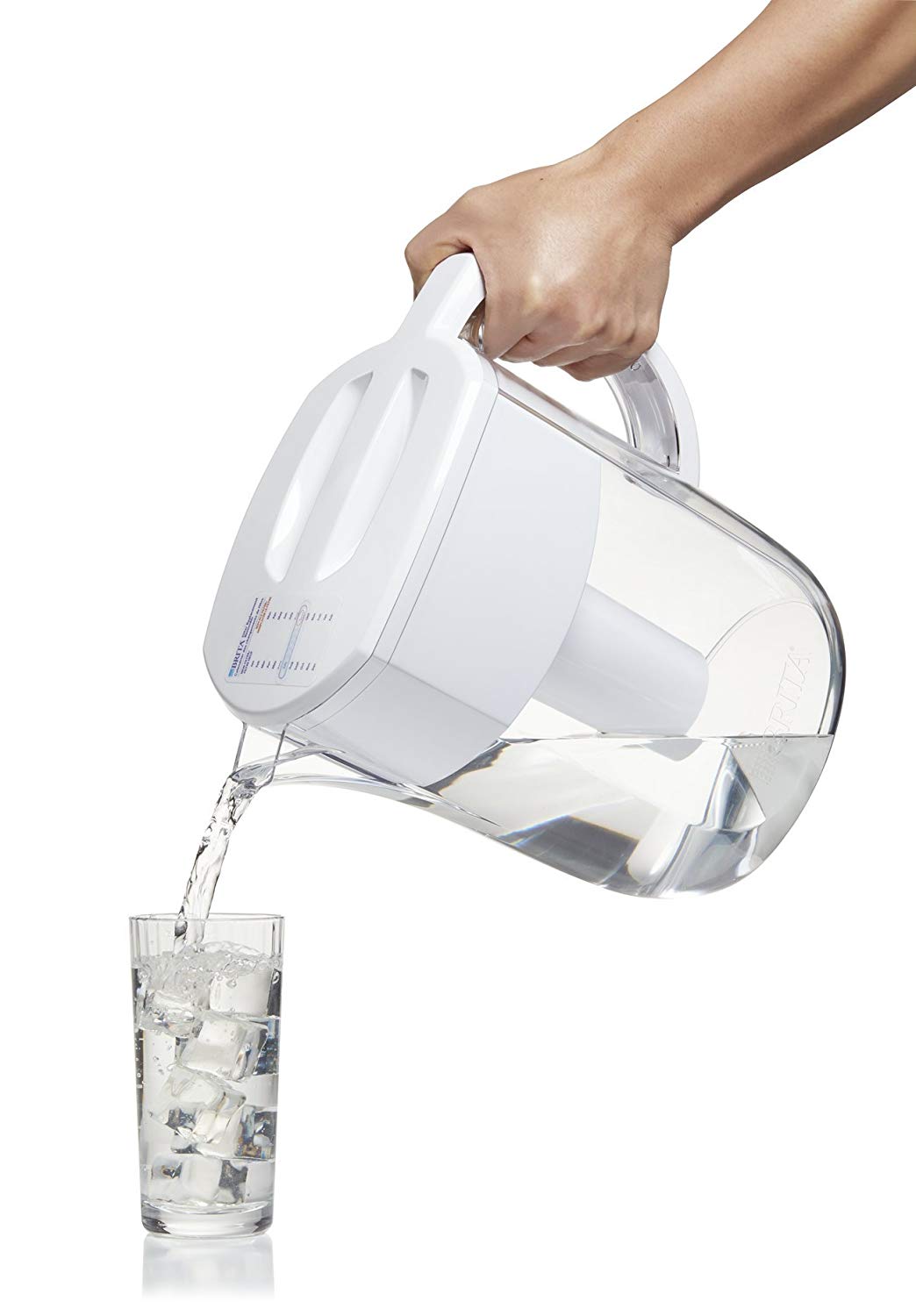Holding pitcher,on white background
