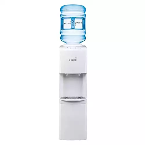 Primo Top-Loading Water Dispenser - 2 Temp (Hot-Cold) Water Cooler Water Dispenser for 5 Gallon Bottle w/ Child-Resistant Safety Feature, White