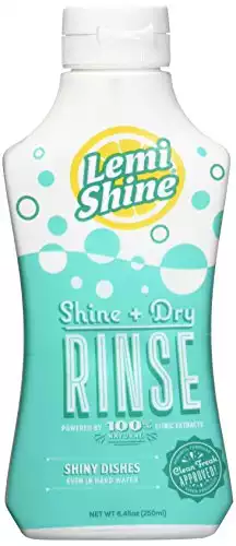 Lemi Shine 8.45 Oz. Shine + Dry Rinse, Natural Rinse Aid, Powered by 100% Natural Citric Extracts for Spotless + Shiny Dry Dishes Even in Hard Water