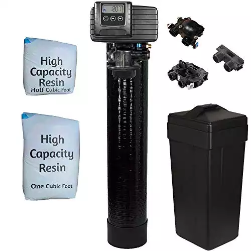 Fleck 5600sxt Metered On-demand 48,000 Grain Water Softener with brine tank, bypass and 1" adapters Loaded tank
