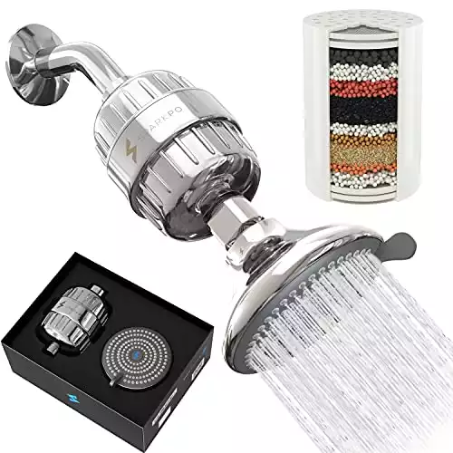 SparkPod High Pressure Shower Filter Head - Ultimate Water Softener Suitable for People with Dry Hair, Skin and Scalp, Shower Head with Filter Helps to Remove Chlorine (Luxury Polished Chrome)