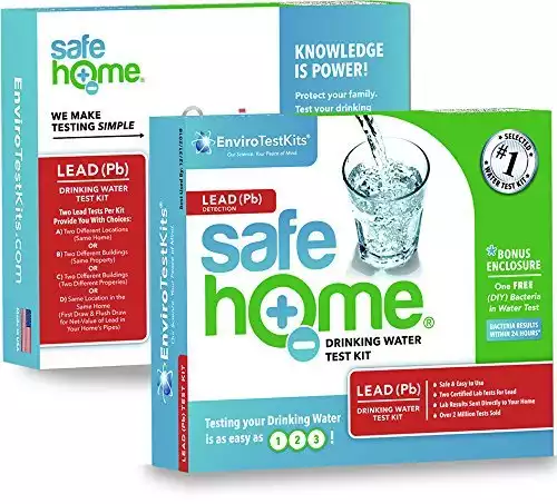 Safe Home® LEAD in Drinking Water Test Kit – (2-Samples) Tested at our EPA Certified Laboratory – Detection Level of 1ppb – Lab Fees & Return Shipping Included